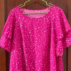 Vibrant Pink Polka Dot Blouse
